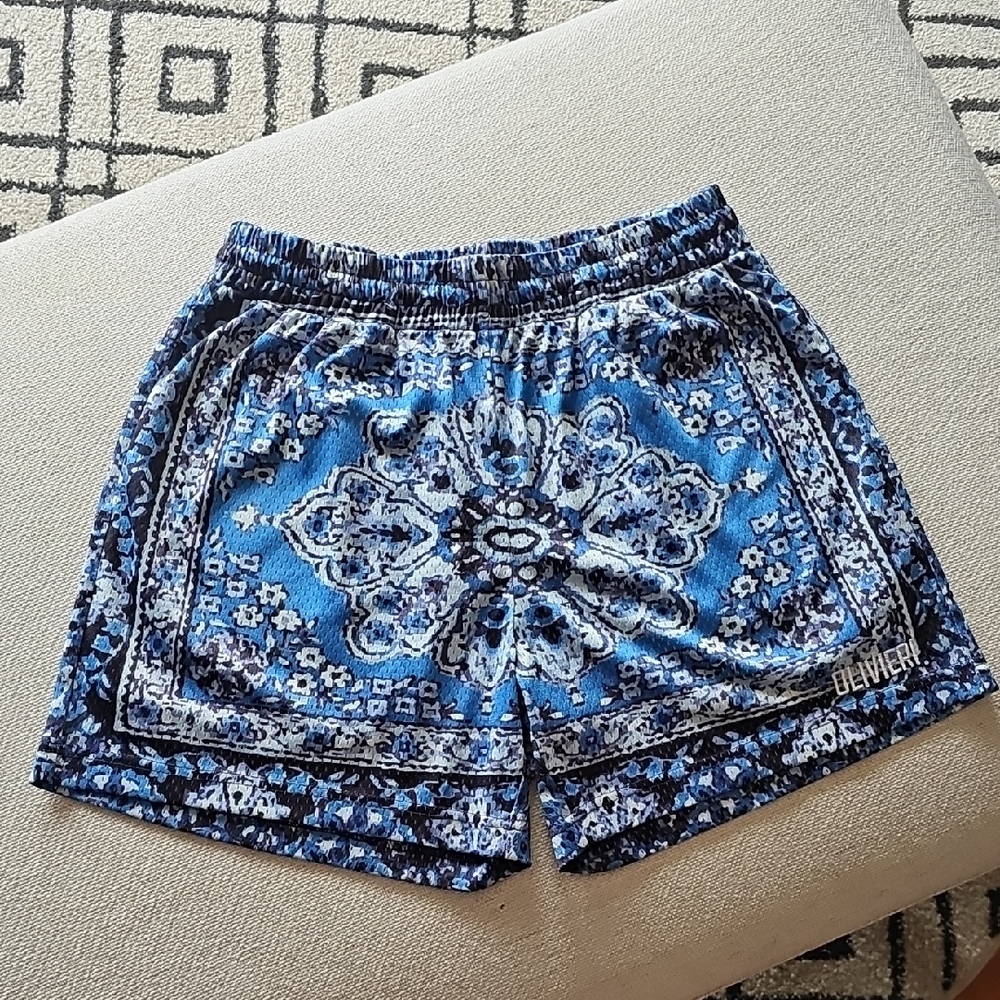 Blue Patterned Athletic Men's Shorts